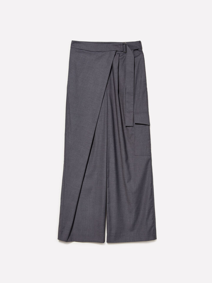 Gray sarong trousers - women's palazzo trousers - Dark Gray | Sisley image number 5
